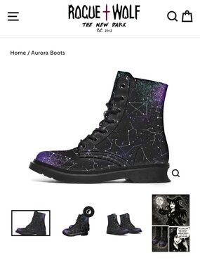 Rogue + Wolf Aurora Constellation Combat Boots - Black & Purple